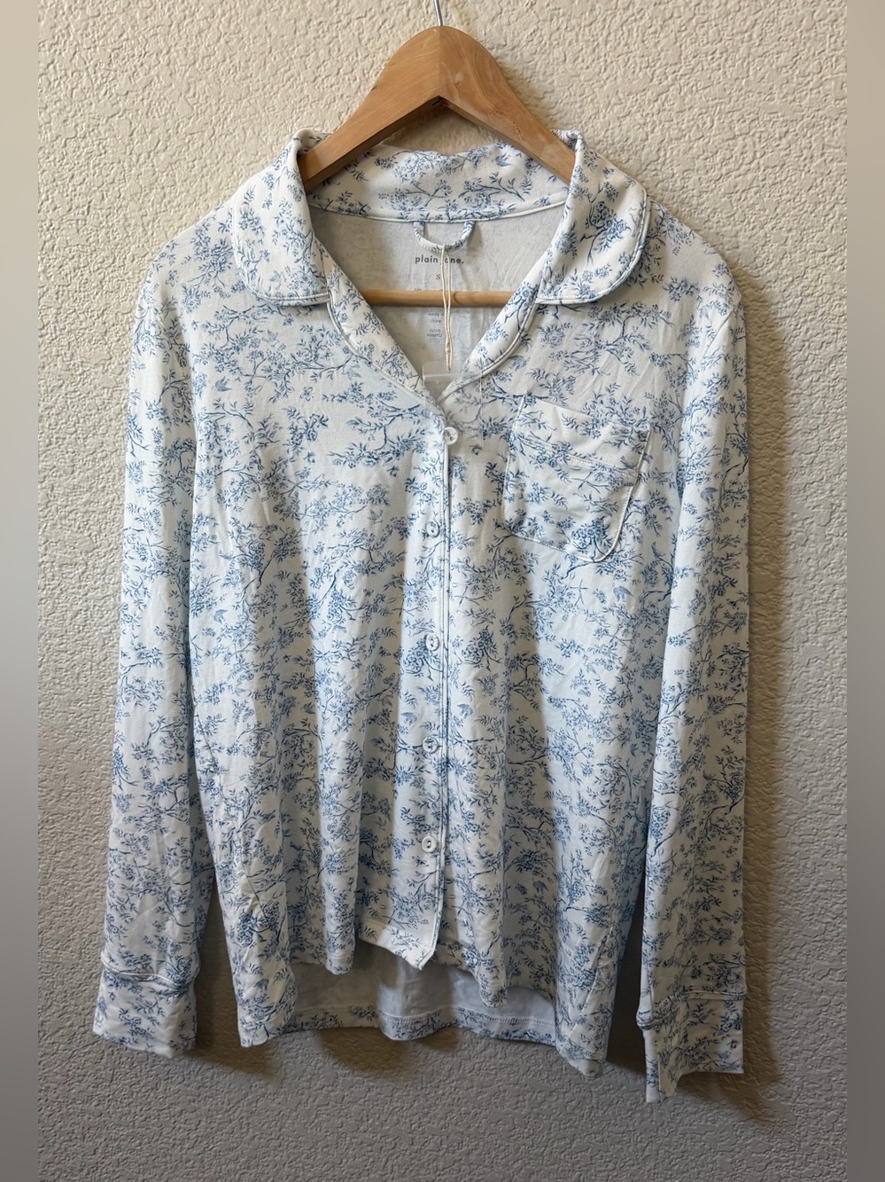 Plain Jane Size Small Button Down Long Sleeve Viscose Pajama Top Cottage Cozy